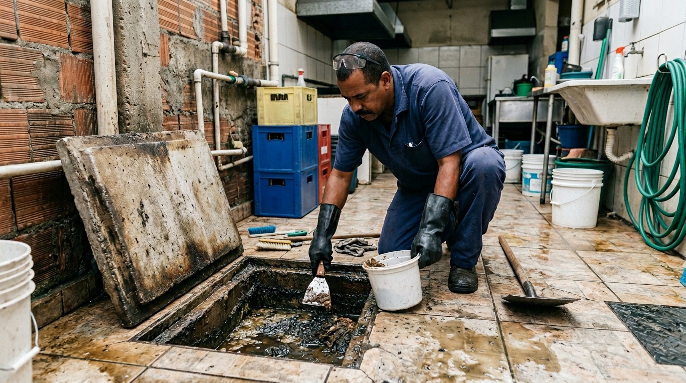 Limpeza de caixa de gordura residencial em Betim‑MG